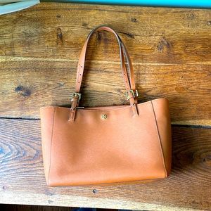 Brown Tory Burch vinyl tote bag purse. Like new!